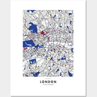 London (United Kingdom) Map x Piet Mondrian Posters and Art